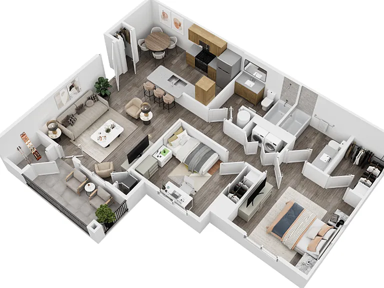 Sage Point Village Apartments 2 Bedroom 2 Bathroom 3D Floor Plan in Ammon ID Sage Point Village Apartments 2 Bedroom 2 Bathroom 3D Floor Plan in Ammon ID