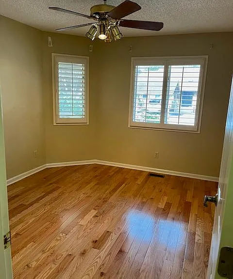Front bedroom has plantation shutters. fan has been replaced.