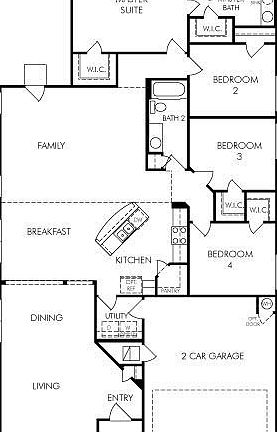 This floorplan is 2,080 sq. ft. with 4 bedrooms and 2 baths