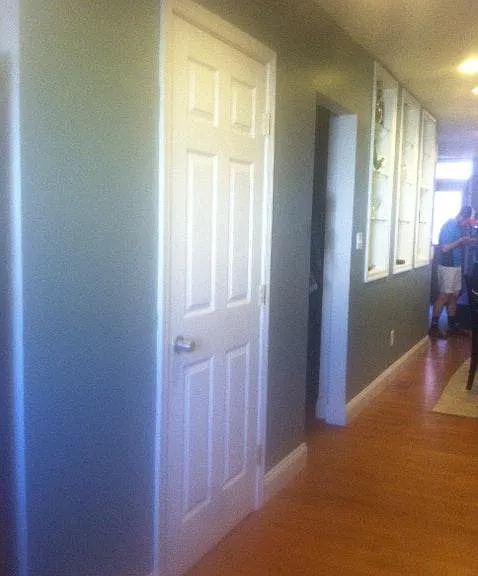 built-in shelves and half bath on first floor
