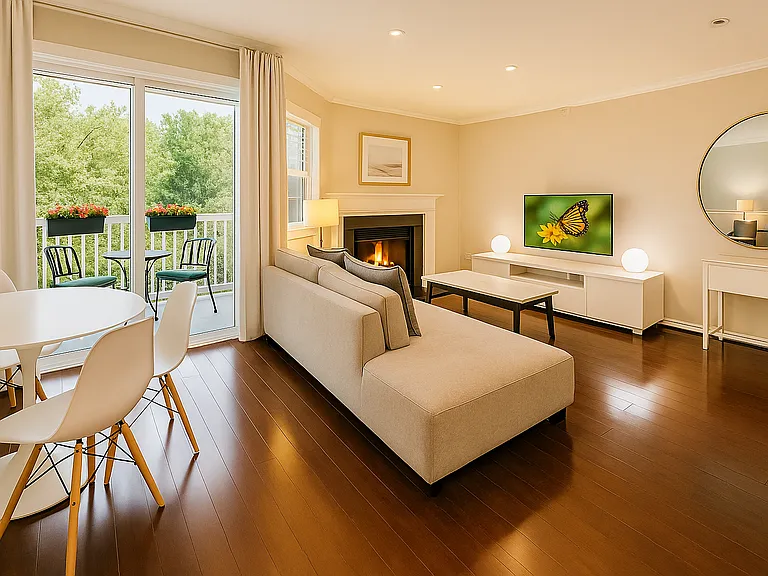 Furnished Living Room and Dining Room