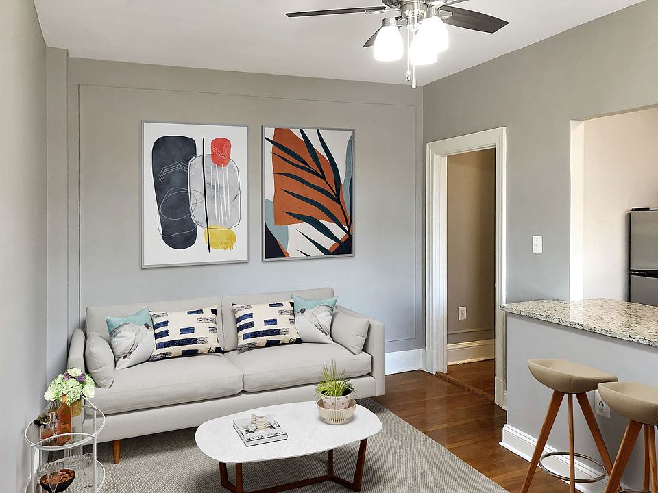 One-bedroom living (virtually staged)