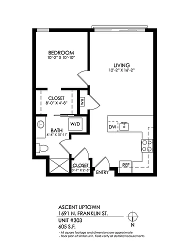 Floor plan 1 Bedroom, 1 Bath