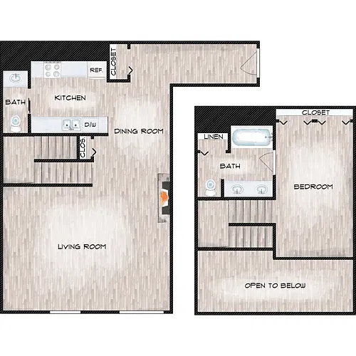 Floor plan 1 Bedroom Loft
