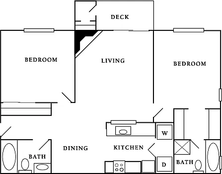 Floor plan 2 Bedroom, 2 Bath B2