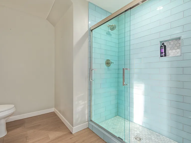 Beautiful tile work in spare bath