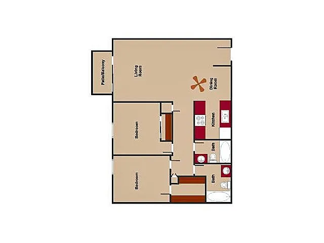 Floor plan Two Bedroom Two Bathroom