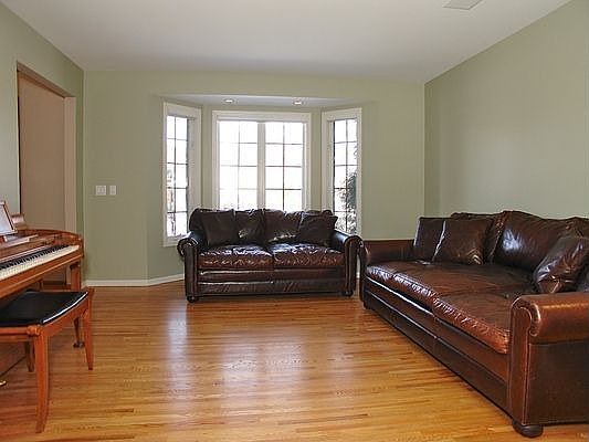 Living room with oak floors