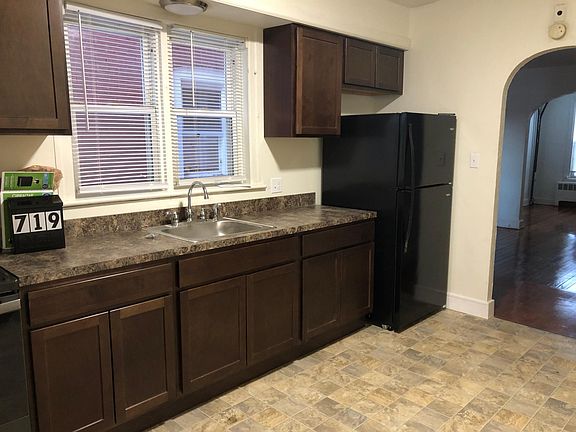 kitchen leads into dining room