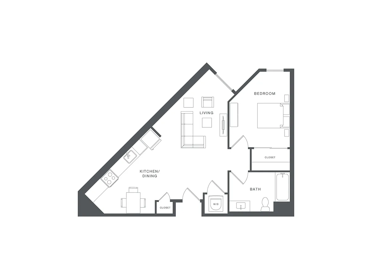 Floor plan 1 Bed/1 Bath-R-A3