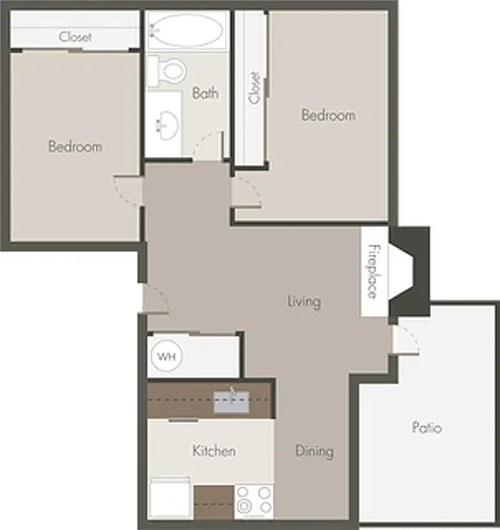 Floor plan 2 Bed 1 Bath_B
