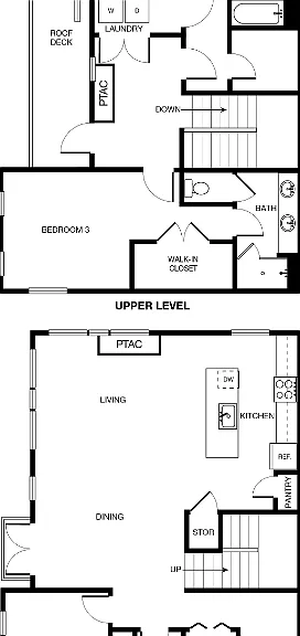 3 Bedrooms 3 Baths Townhouse Floorplan Diagram