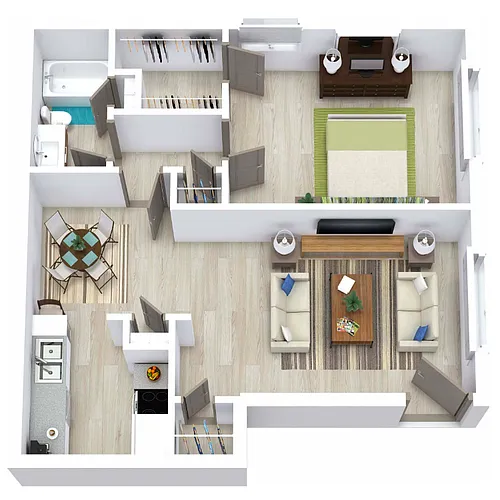 Floor plan 1 Bed 1 Bath 670