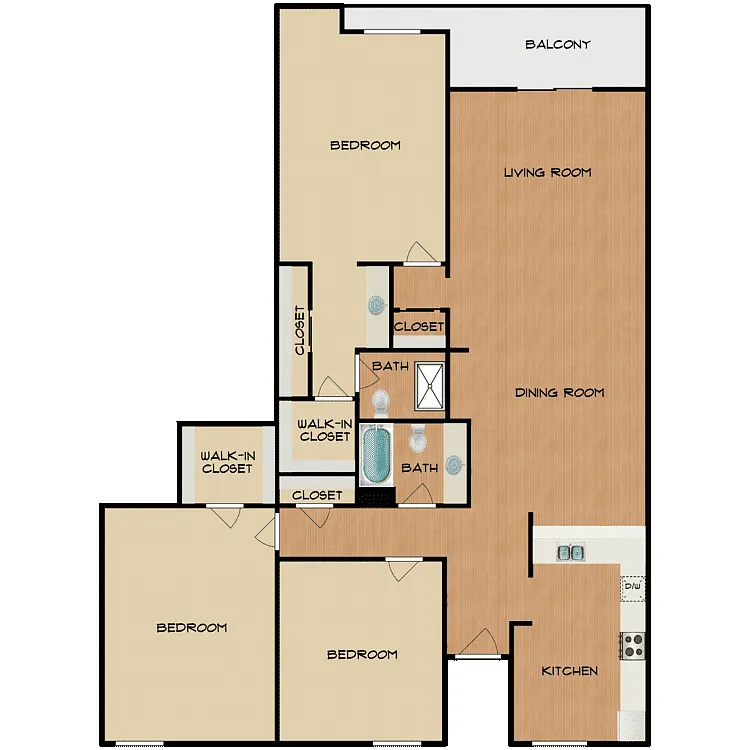 Floor plan 3 Bed 2 Bath