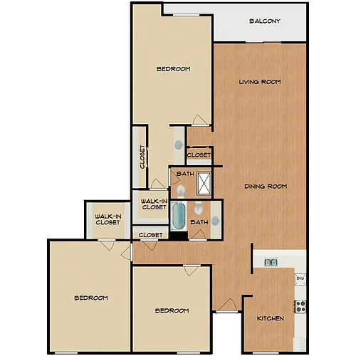 Floor plan 3 Bed 2 Bath