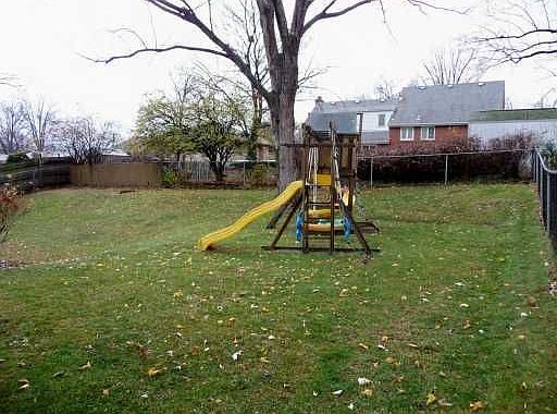 Fenced back yard is nice and level.