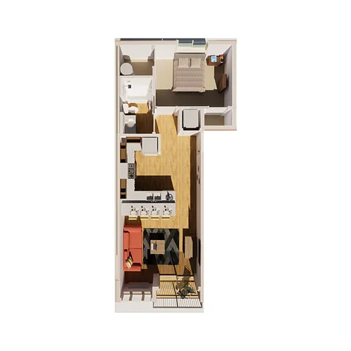 Floor plan 1 Bed 1 Bath D