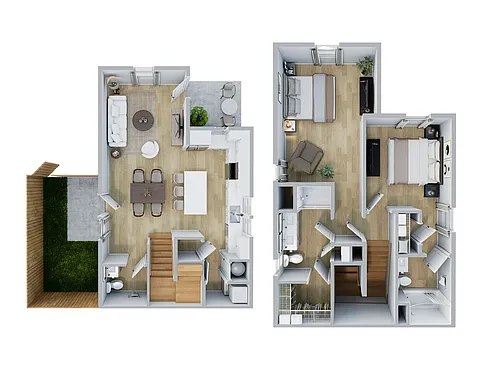 Floor plan 2br Townhouse Twin