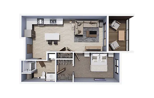 Floor plan 1 Bedroom | 1 Bath