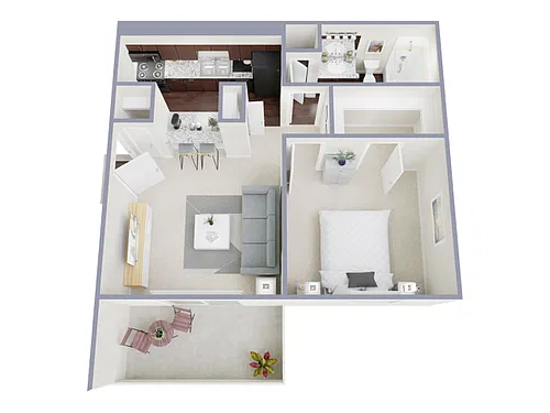 Floor plan 1 Bed, 1 Bath A (140% Income Restricted)