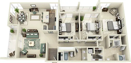 Floor plan 3+ Bedroom B