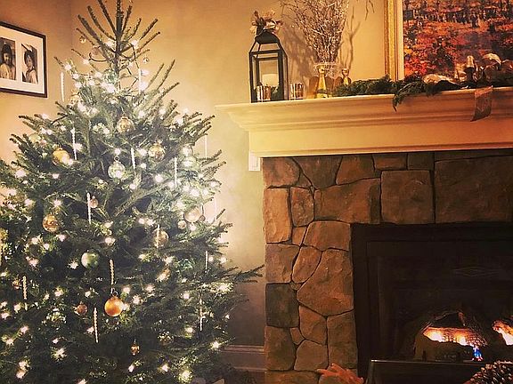 Stone Fireplace in LR