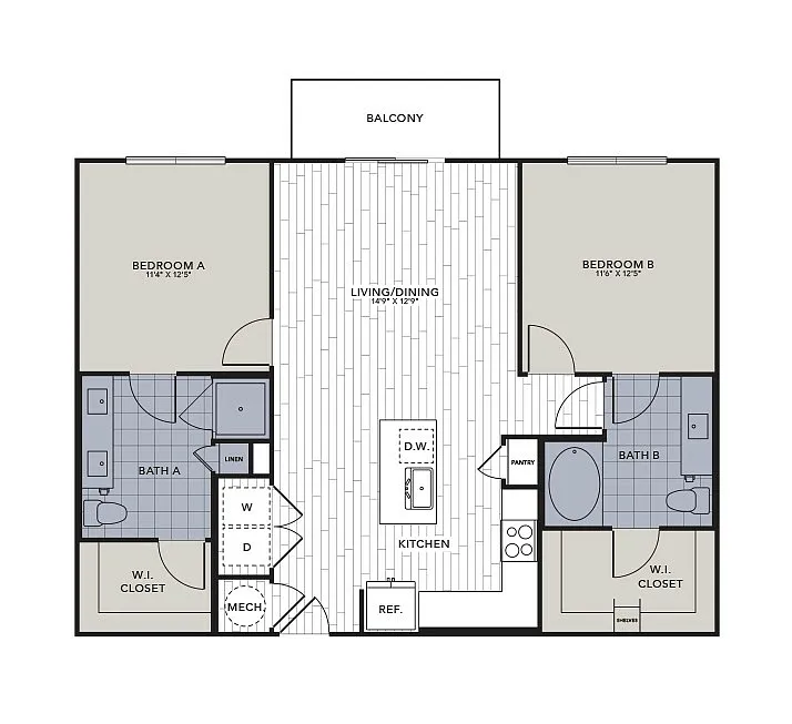 Floor plan B2 - Two Bedroom, Two Bathroom