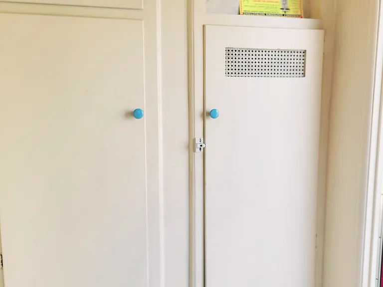 Enjoy your own water heater tank. Cleaning tools storage.