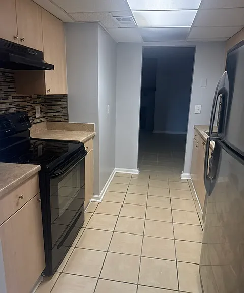Front to back view of the kitchen