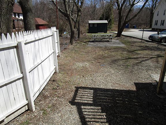 Back yard with picnic table