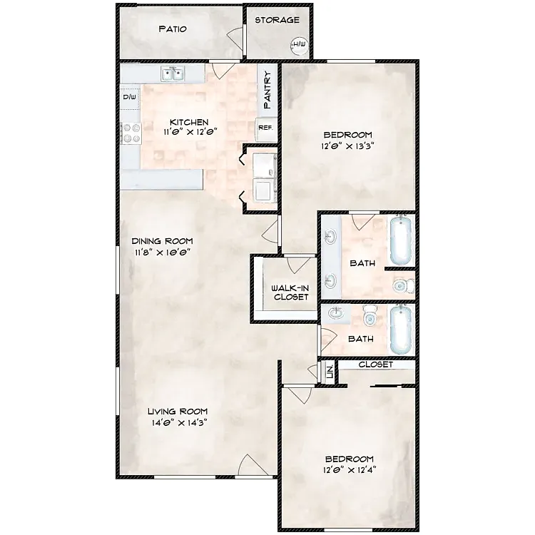 Floor plan Two bedroom Two bathroom