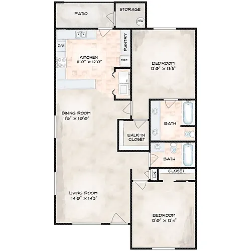 Floor plan Two bedroom Two bathroom