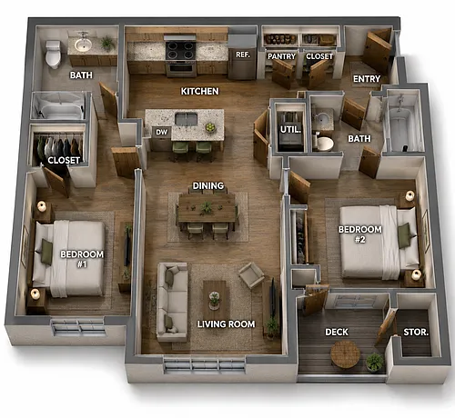 Floor plan Two Bedroom Two Bath Standard
