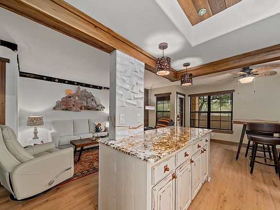 Spacious designer living and cooking spaces.