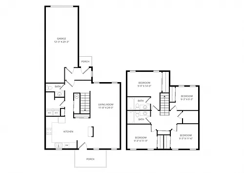 Floor plan 4x2.5 Furnished