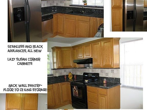 All New Kitchen-oak cabinets, granite counters, lots of pantry space.