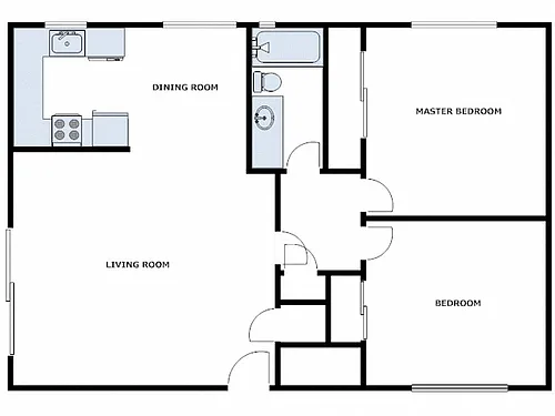 Floor plan 2 Bed / 1 Bath: Type A