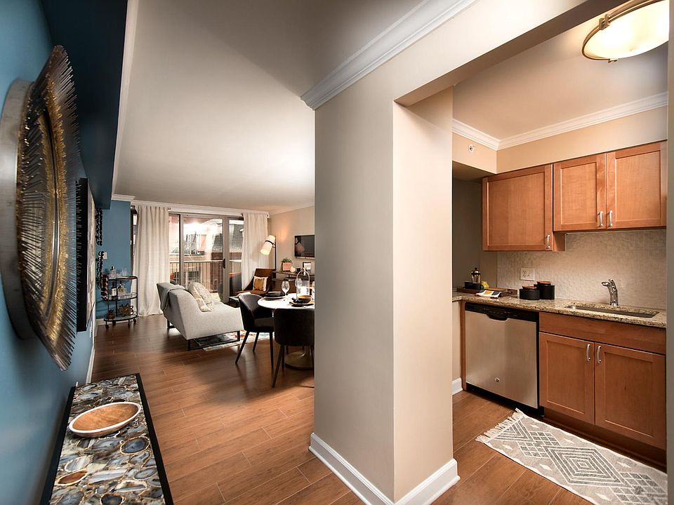 One bedroom kitchen and living areas