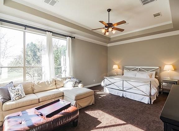 Beautiful and expansive master suite with trey ceiling and large windows