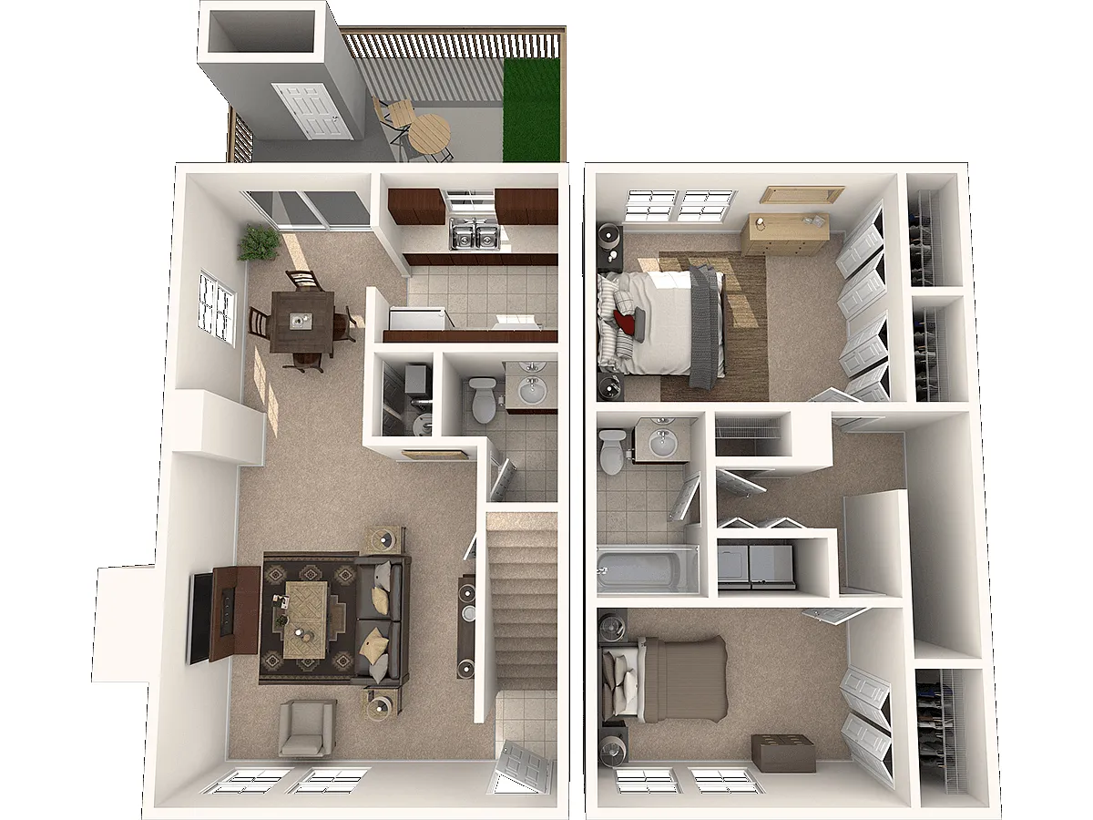 Floor plan Two Bedroom Townhome