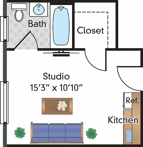 Floor plan Renovated Studio 06 Tier