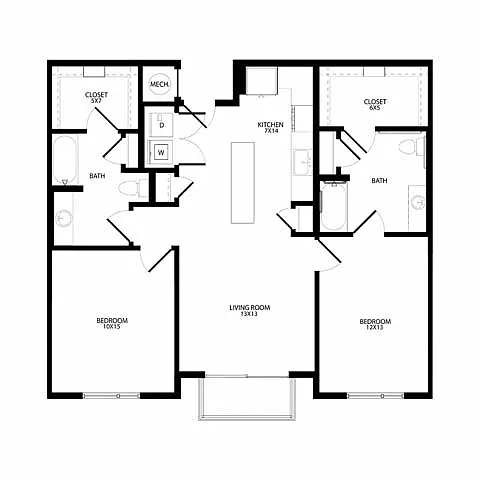 Floor plan Two-Bedroom (B2)