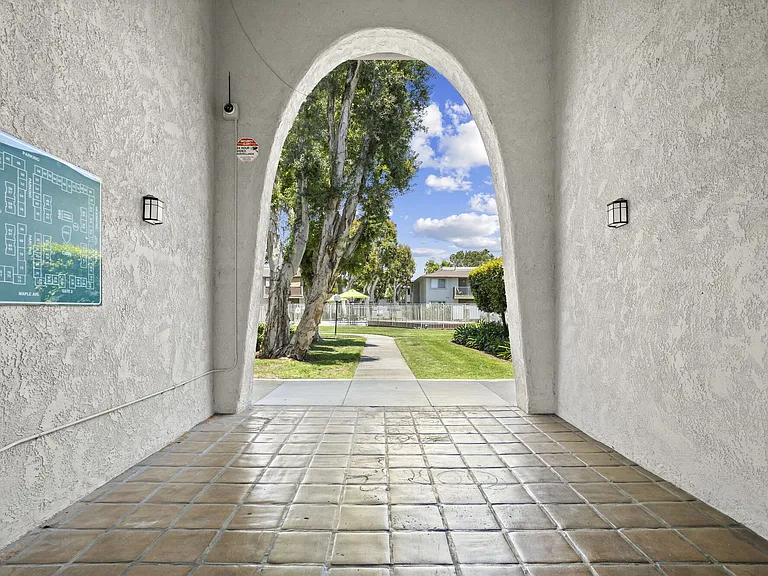 Property entrance at Strada Apartments in Orange, CA