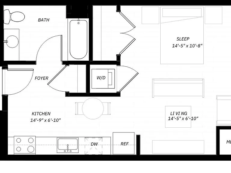 Studio A floor plan District 1860