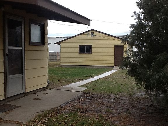 View of garage from house