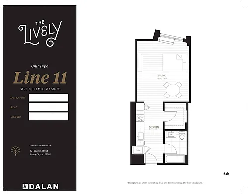 Floor plan STUDIO | 1 BATH - LINE 11