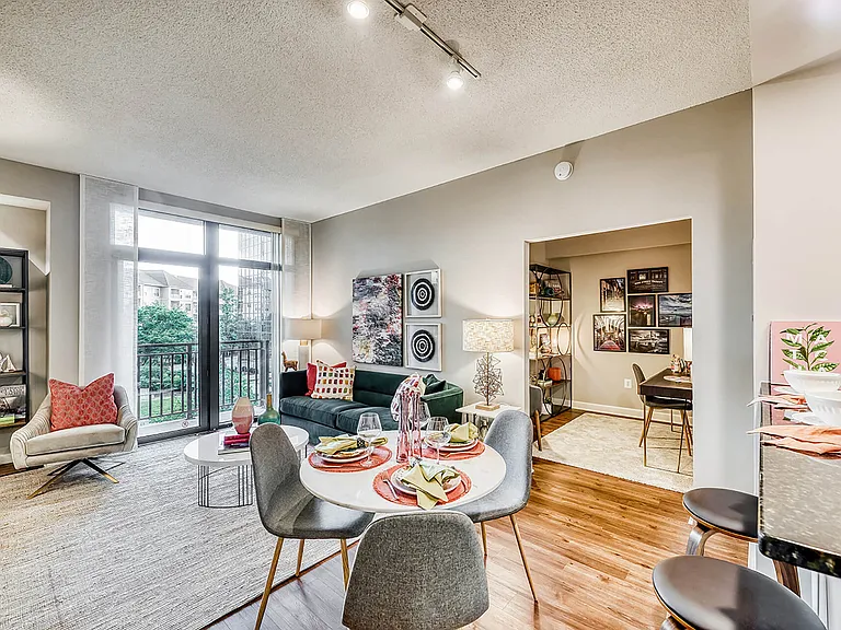 Living spaces with private balconies or patios