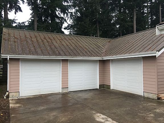 front of detached garage