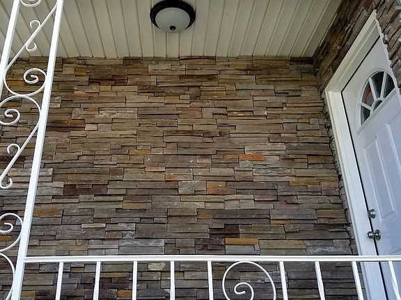 Stone work complete on porch