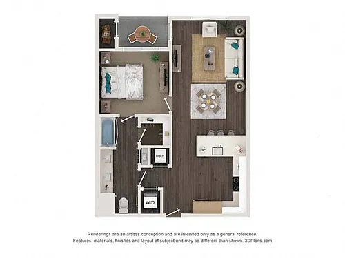 Floor plan A2 1x1 761-769 SF